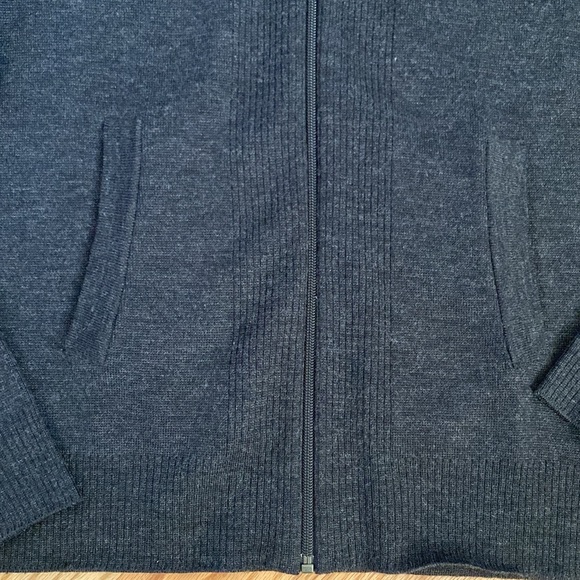 Zara Mens M Wool blend Cardigan Sweater Jacket Charcoal Zip up Preppy Academia - Picture 4 of 6